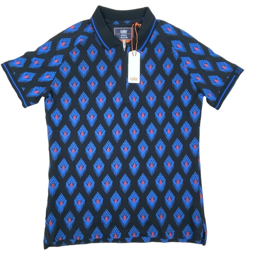 Sailor Men’s Black and Blue Monogram Polo Sz M - NWT